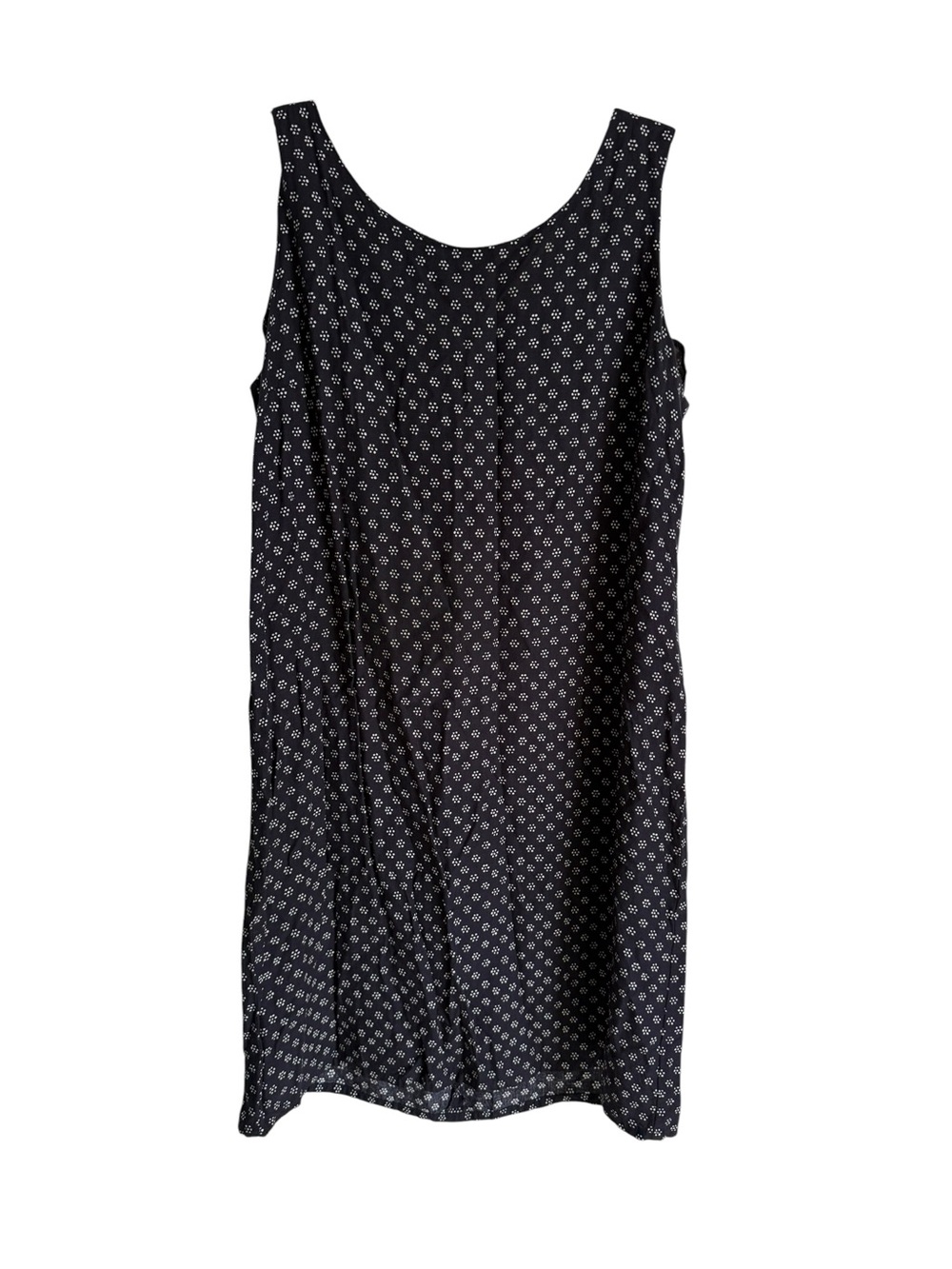 Black Sleeveless Mini Dress with White Micro Floral Print